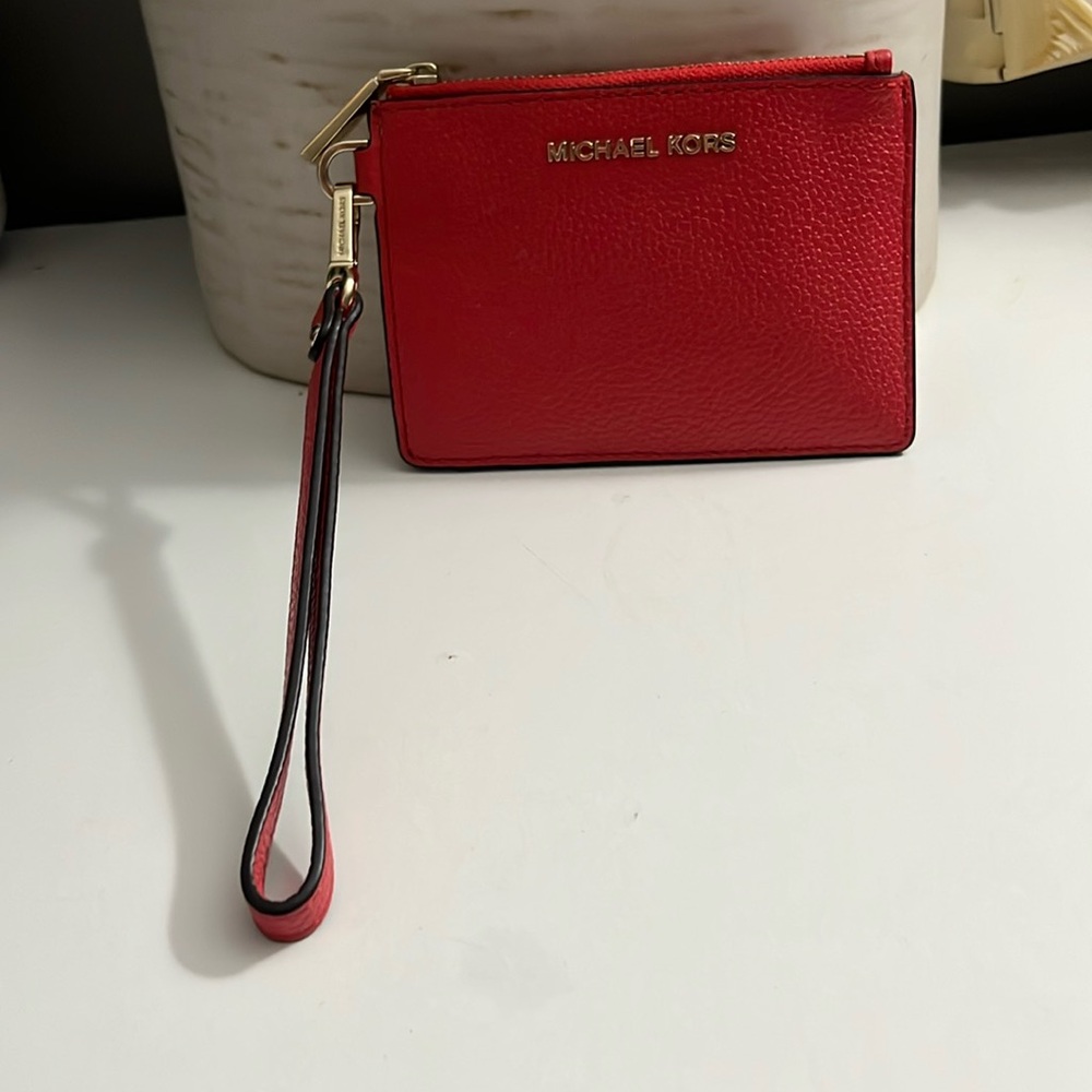 Red Michael Kors card wallet